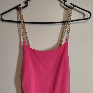 Almost Famous Pink Camisole with Gold Chain Straps